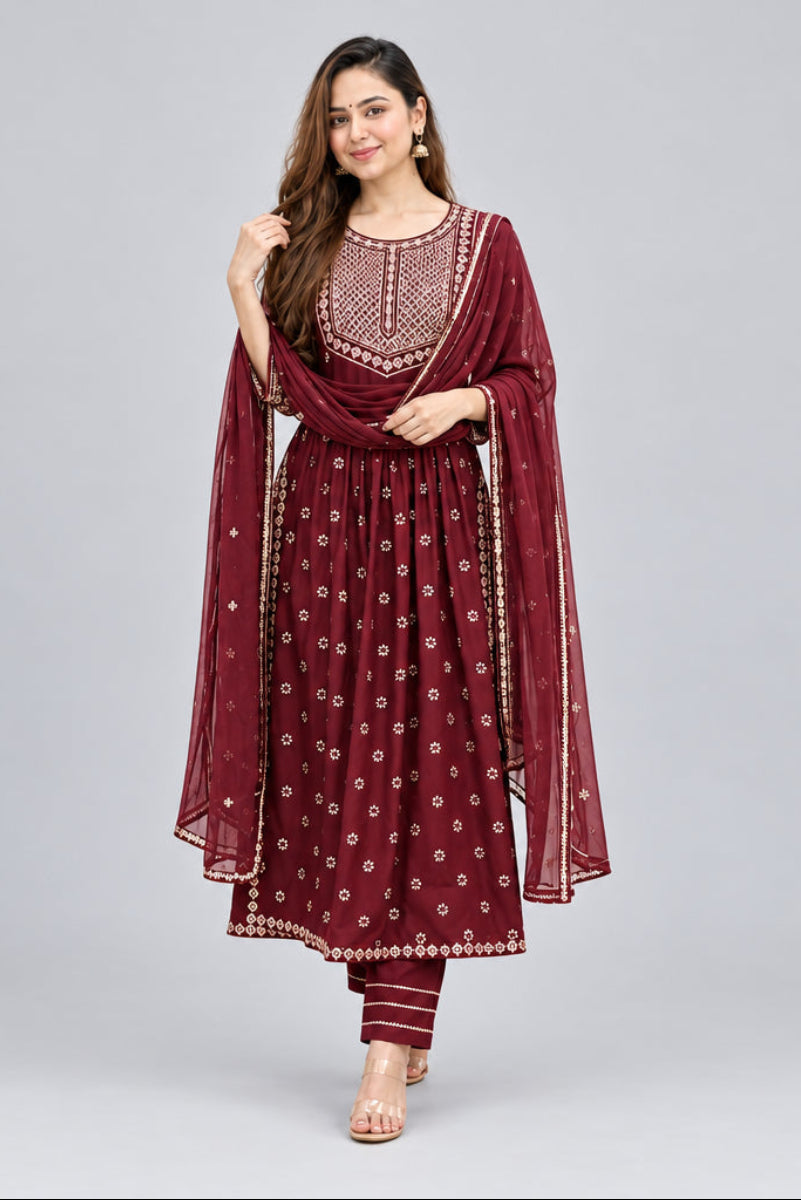 Elegant Anarkali 3 piece Suit with Dupatta | Ready To Wear