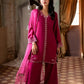 Rich Fuchsia Berry & Silver: Embroidered Chiffon Suit