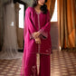 Rich Fuchsia Berry & Silver: Embroidered Chiffon Suit
