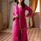 Rich Fuchsia Berry & Silver: Embroidered Chiffon Suit
