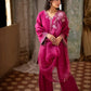 Rich Fuchsia Berry & Silver: Embroidered Chiffon Suit