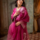Rich Fuchsia Berry & Silver: Embroidered Chiffon Suit