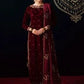 Deep Maroon Velvet & Gold Embroidered Suit | Ready To Wear