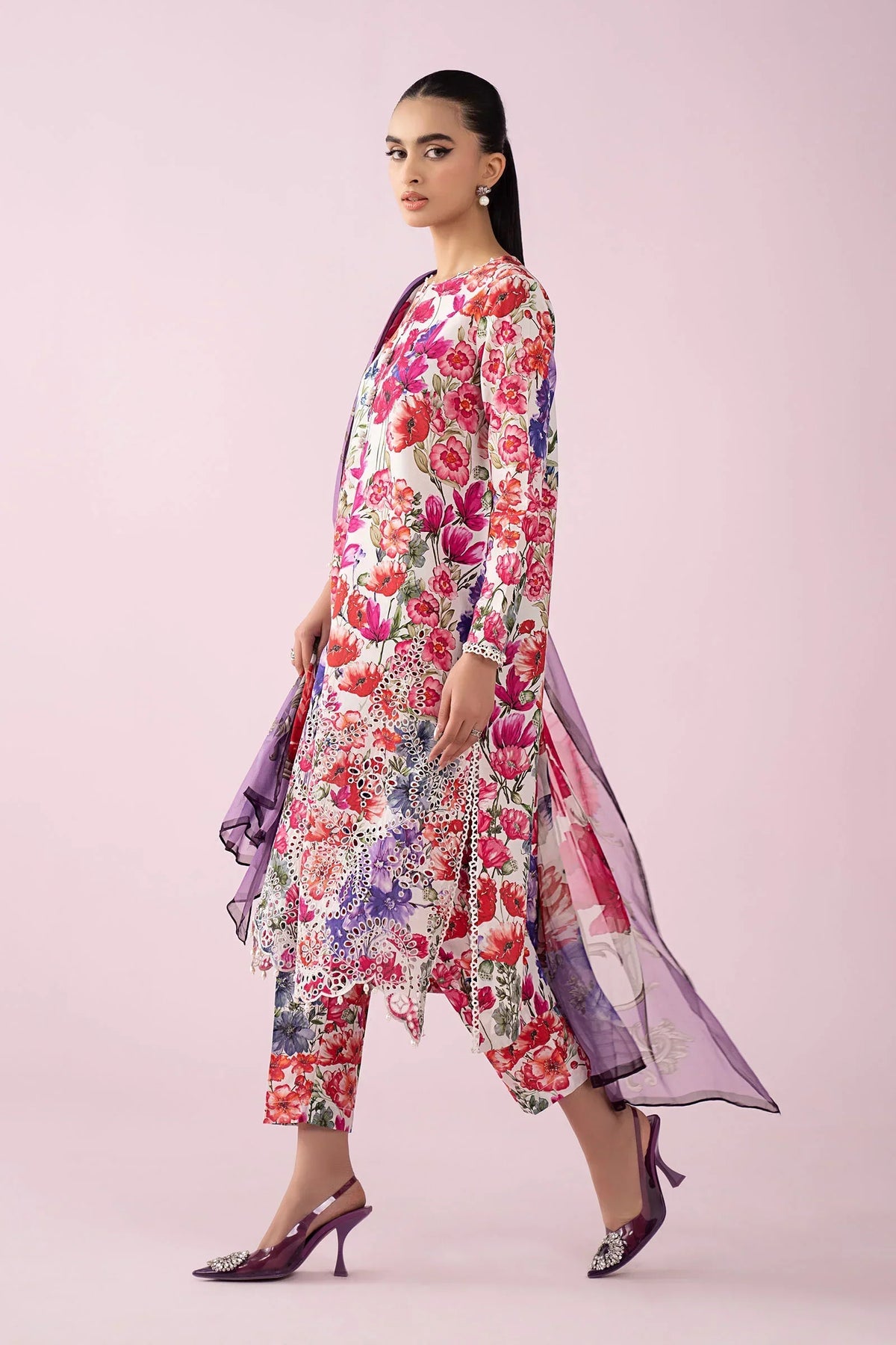 03-Piece Printed Lawn Suit With Chiffon Dupatta | Ready To Wear