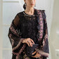 Jet Black & Blush Pink Accent: Embroidered Chiffon Suit