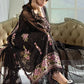 Jet Black & Blush Pink Accent: Embroidered Chiffon Suit
