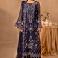 Midnight Blue & Antique Pastel: Embroidered Chiffon Suit