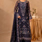 Midnight Blue & Antique Pastel: Embroidered Chiffon Suit