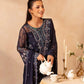 Midnight Blue & Antique Pastel: Embroidered Chiffon Suit