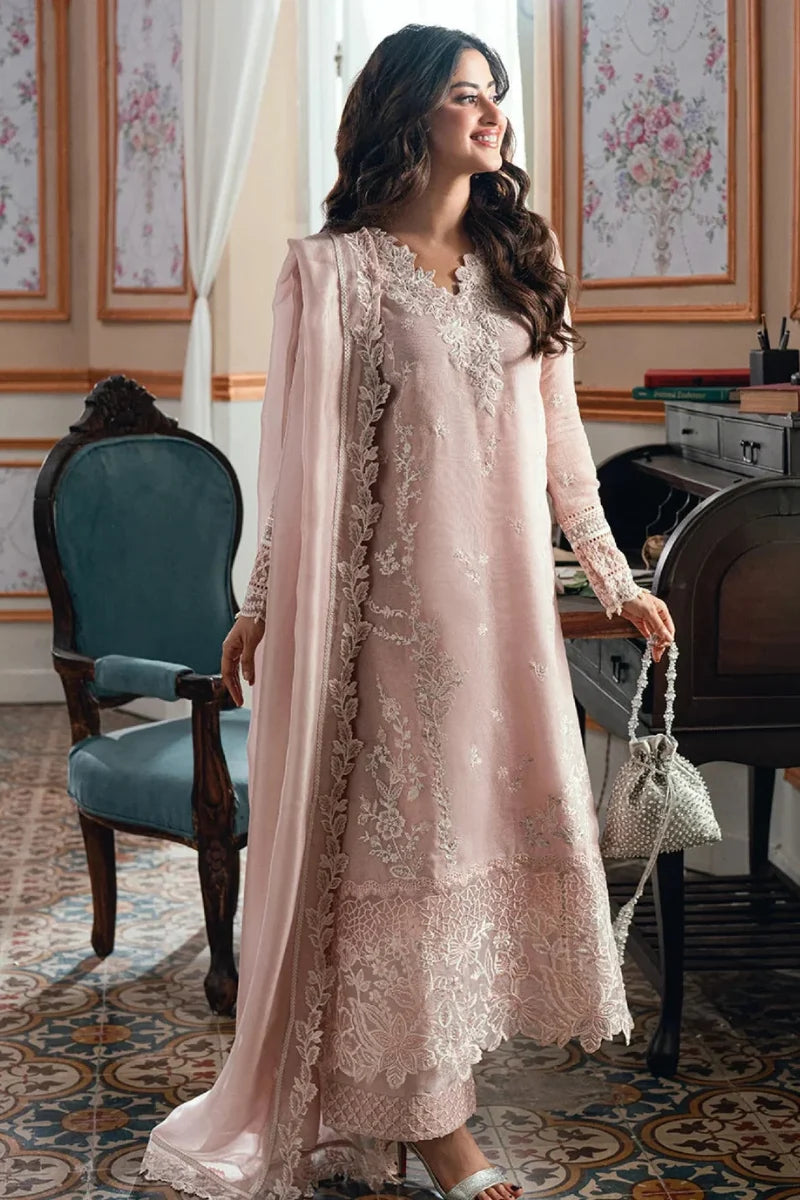 Dusty Pink - Embroidered Chiffon Suit With Malai Trouser | Ready To Wear