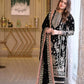 Opulent Black Velvet Embroidered 3-Piece Stitched Suit RTW