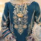Teal Embroidered Semi Pure Chiffon Suit | Ready to Wear