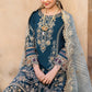 Teal Embroidered Semi Pure Chiffon Suit | Ready to Wear
