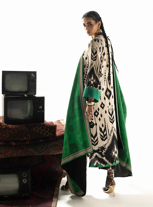 03-Piece Embroidered Print Lawn With Embroidered Chiffon Dupatta - Ready To Wear