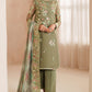 Olive Green Embroidered Chiffon Suit | Ready to Wear