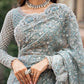 Ice Blue - Net Saree With Heavy Embroidery | Ready To Wear