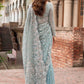 Ice Blue - Net Saree With Heavy Embroidery | Ready To Wear