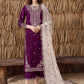 03-Piece Chiffon Suit With Embroidery