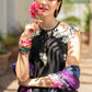 Black Floral Printed Lawn Suit with Embroidered Chiffon Dupatta |Ready to Wear