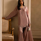 Mauve Pure Raw Silk Embroidered Suit with Adda Work |Ready to Wear