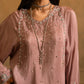 Mauve Pure Raw Silk Embroidered Suit with Adda Work |Ready to Wear