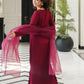Maroon Silk Suit with Net Dupatta | RTW