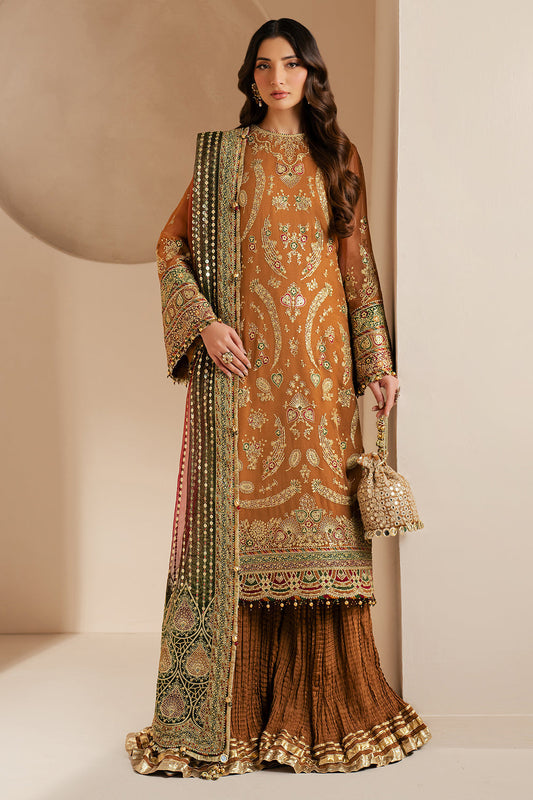 Mustard Embroidered Chiffon Suit | Ready to Wear