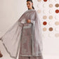 Dove Grey & Shimmering Silver: Embroidered Chiffon Suit