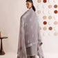 Dove Grey & Shimmering Silver: Embroidered Chiffon Suit