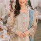 Off White Embroidered Organza Suit with Blue Dupatta | Ready to Wear