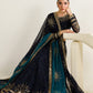 Dual-Tone Navy Teal: Printed & Embroidered Chiffon Maxi
