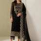 Midnight Black Heavy Embroidered Chiffon 3-Piece Ready-to-Wear