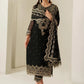 Midnight Black Heavy Embroidered Chiffon 3-Piece Ready-to-Wear