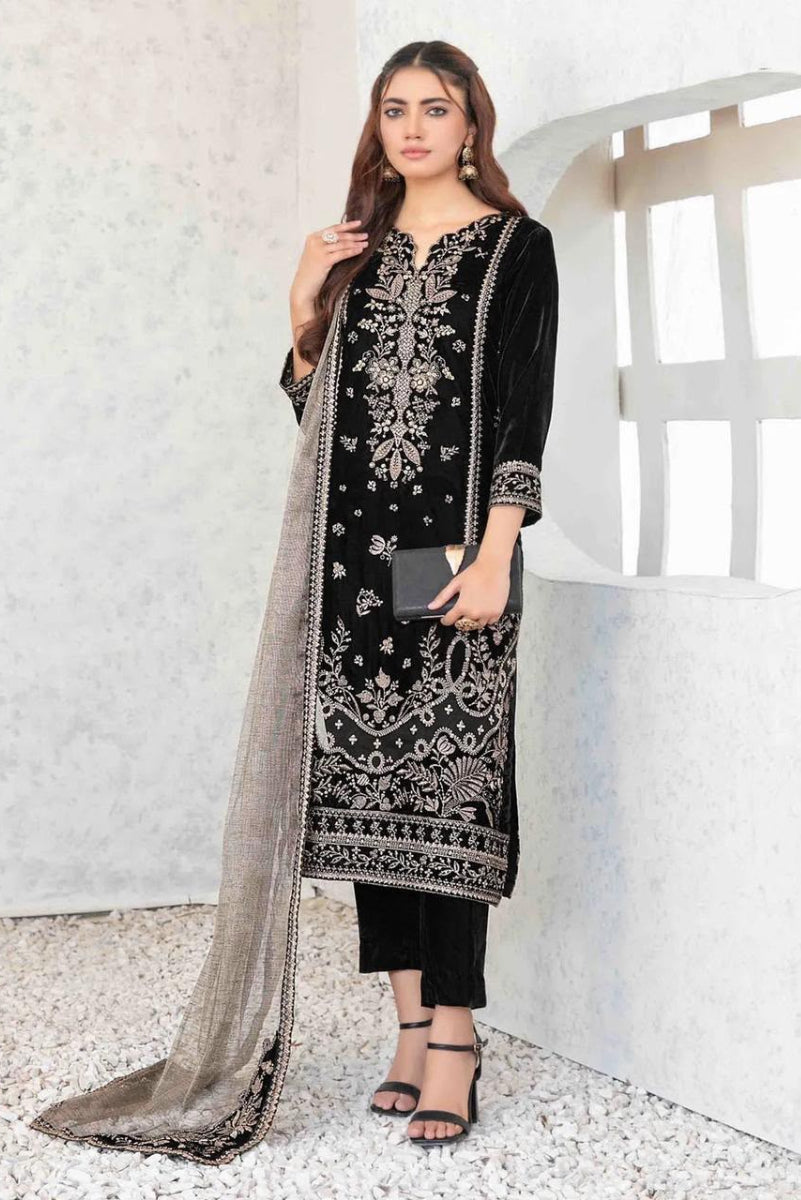 Sequence Embroidered Velvet 3 Pc Suit | Ready To Wear