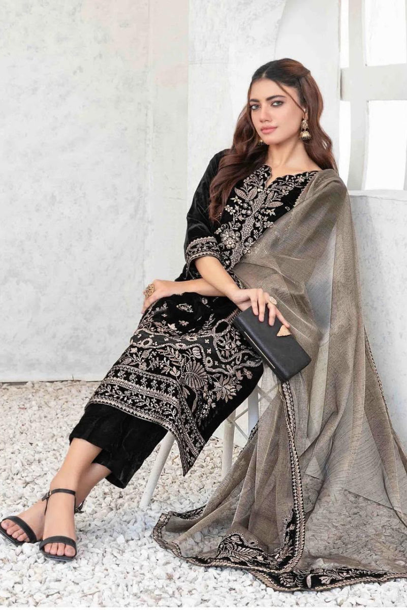 Sequence Embroidered Velvet 3 Pc Suit | Ready To Wear