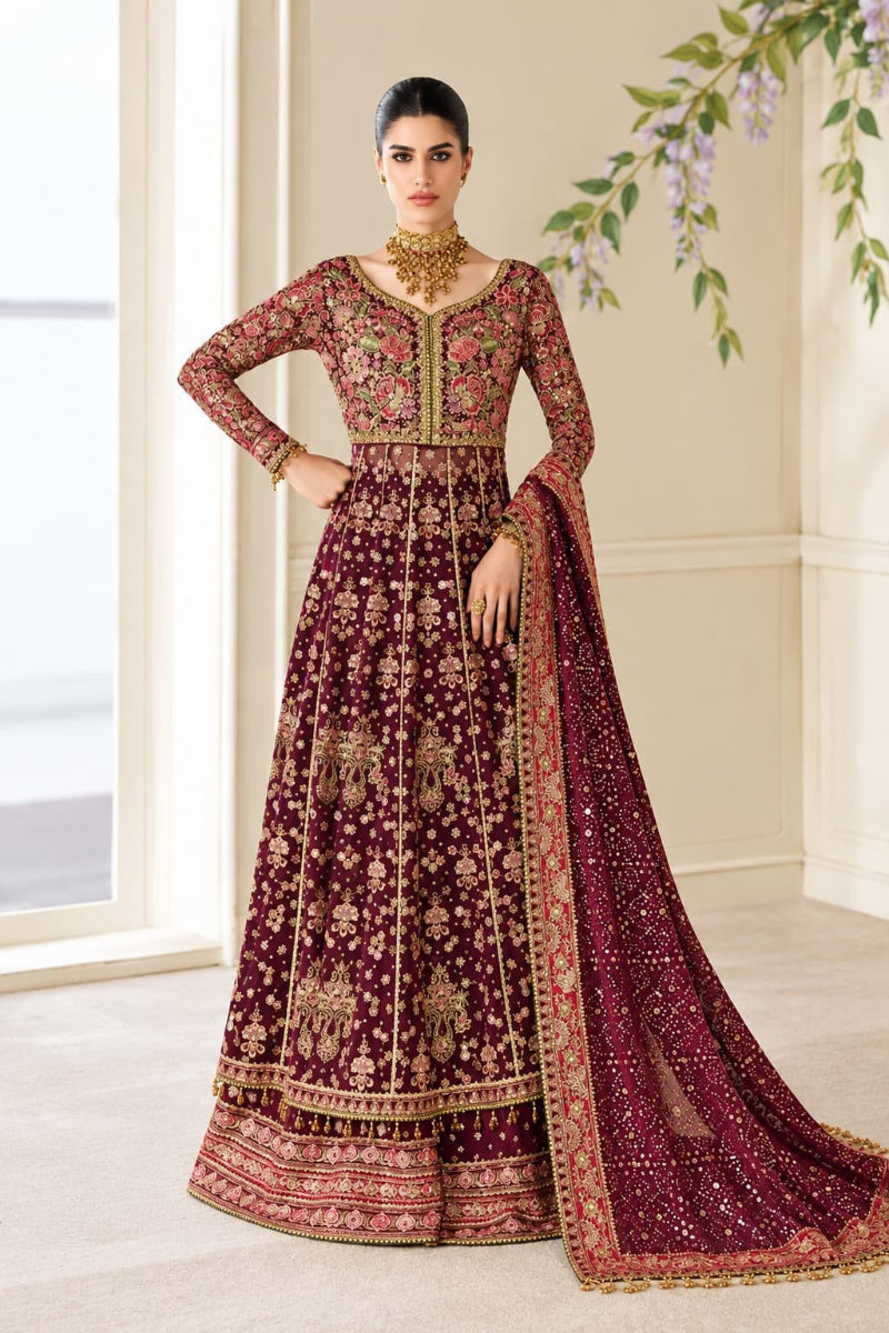 Maroon Chiffon Heavy Embroidered 3-Piece Set | Ready to Wear