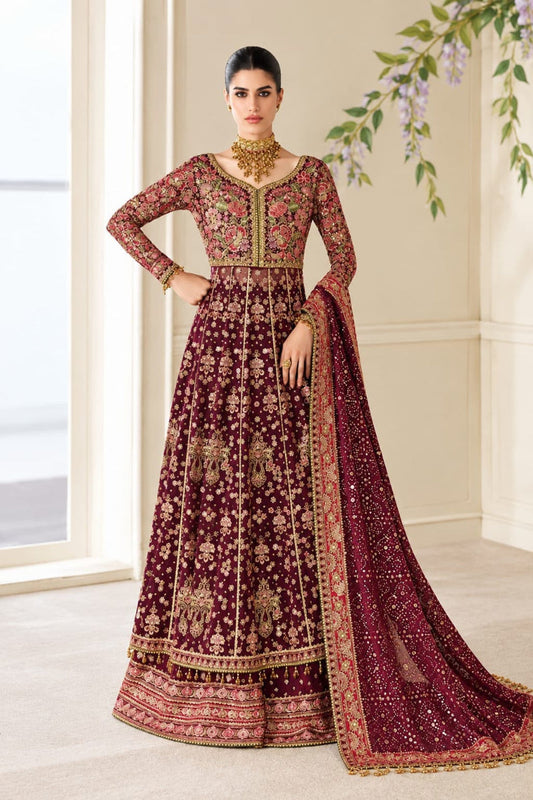 Maroon Chiffon Heavy Embroidered 3-Piece Set | Ready to Wear