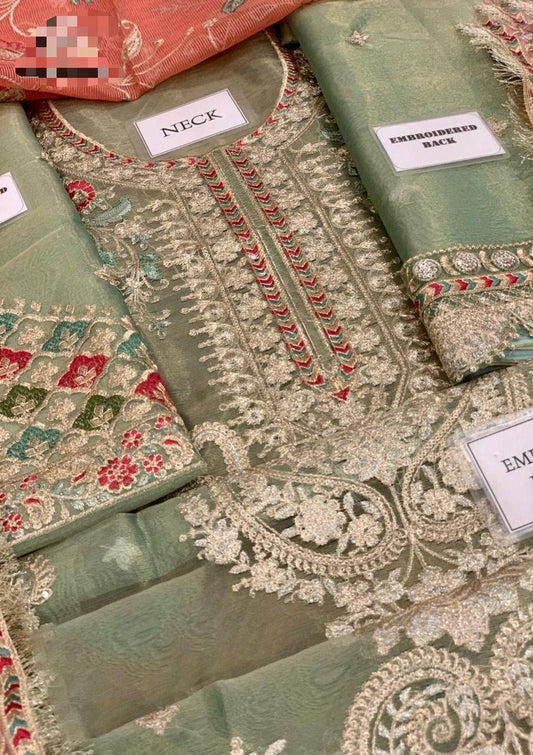Sage Green Mysoori Embroidered Sharara Suit | Ready to Wear