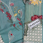 Mint Green and Pink Embroidered Lawn Cotton Suit with Organza Dupatta | RTW