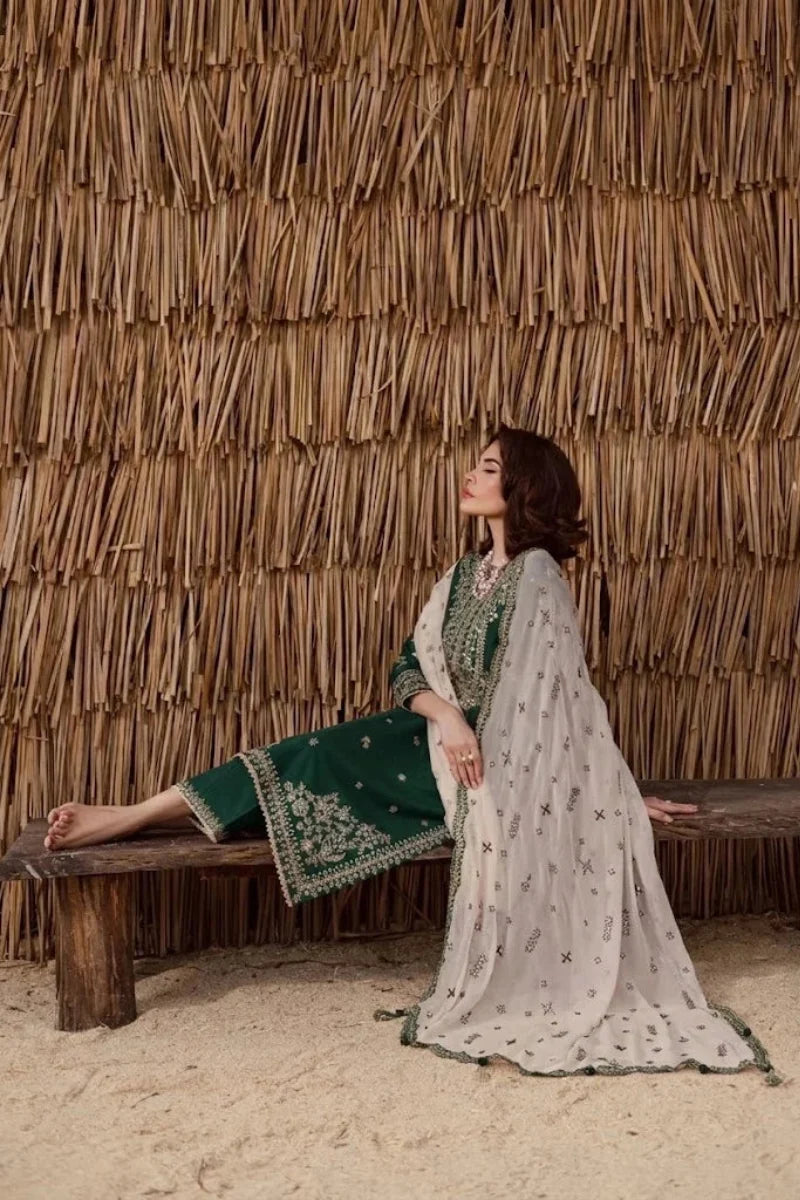 03-Piece Chiffon Suit With Embroidery
