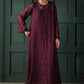 Graceful Maroon Chiffon 3-Piece Ready-to-Wear