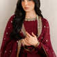Maroon Semi Pure Chiffon Ready to Wear Sequence Embroidered Lehenga Suit