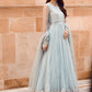 Luxurious Ice Blue Net Lehenga Choli Style Suit with Koti  |RTW