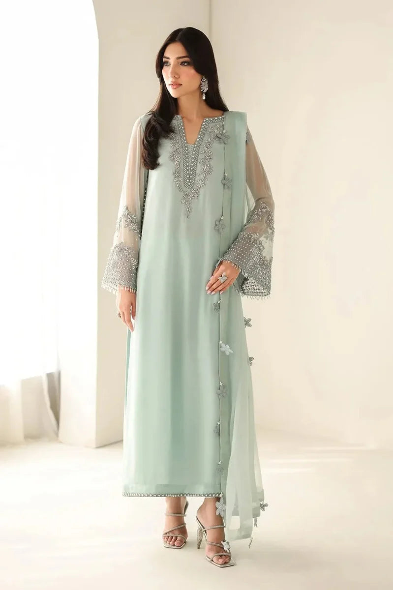 Accent: Embroidered Chiffon Suit | Ready To Wear