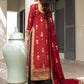 Red Semi Pure Chiffon Sequence Embroidered 3-Piece suit | Ready to Wear