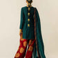 Emerald Green Semi Pure Chiffon Embroidered 3-Piece suit | Ready to Wear