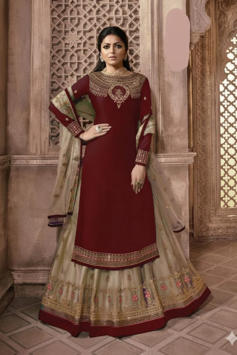 Heavy Embroidered Kurti Lehengha Suit Set | Ready To Wear