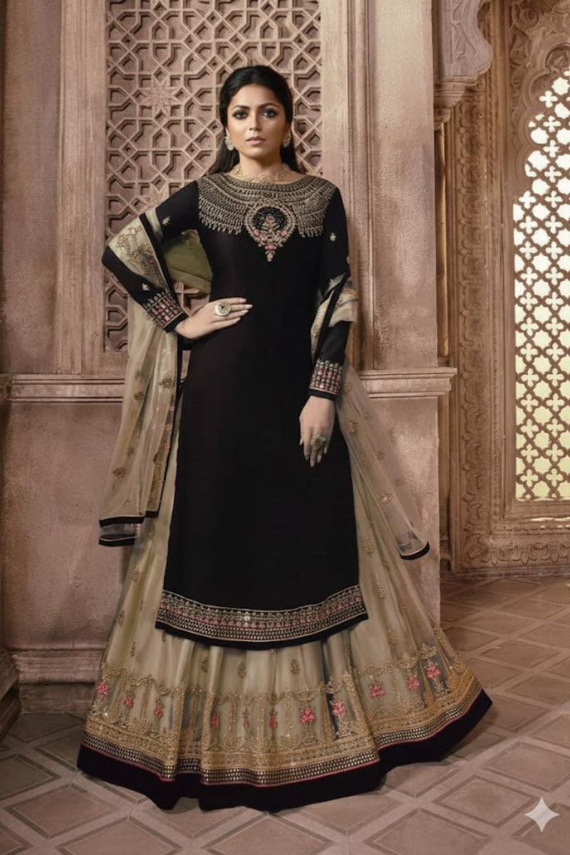 Heavy Embroidered Kurti Lehengha Suit Set | Ready To Wear