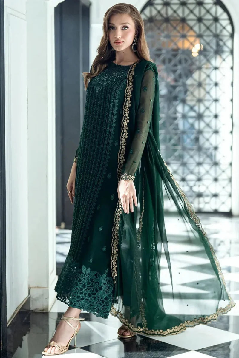 Rich Forest Green: 03-Piece Chiffon Suit