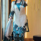 Ivory Teal Shamoze Silk Suit | RTW